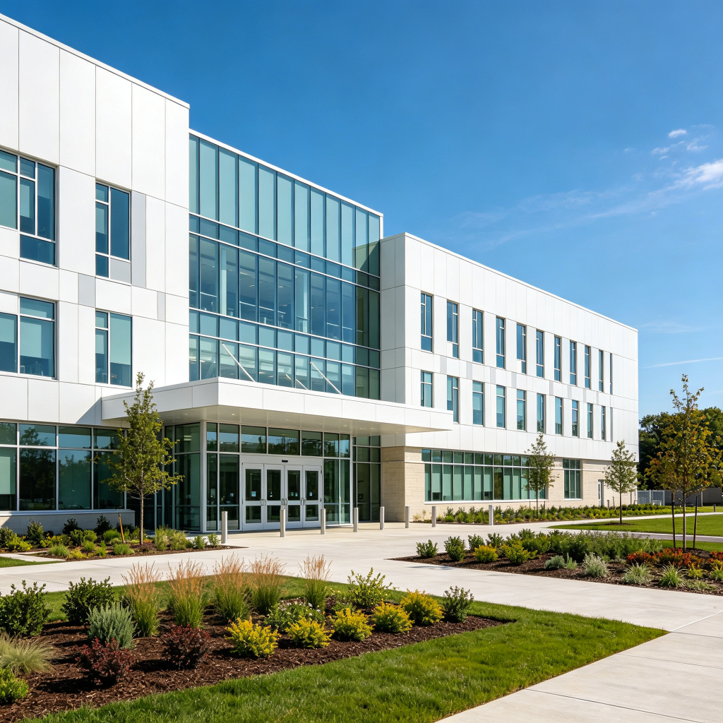 Modern healthcare facility building